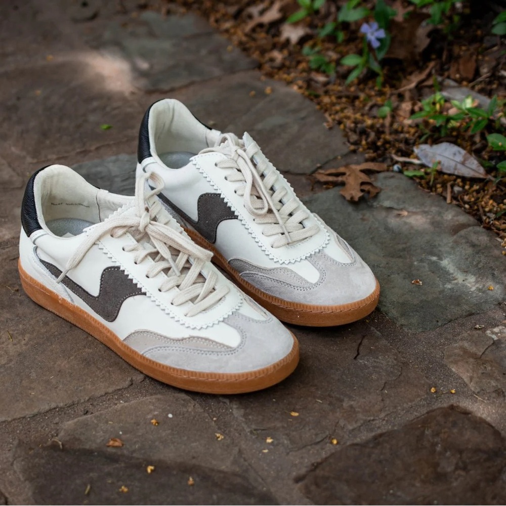 Dolce Vita Cream and Gray Sneakers